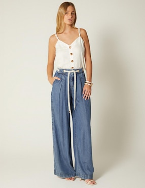 Jeans relaxed amplio Studio F Ibiza Denim corte cintura alta para mujer