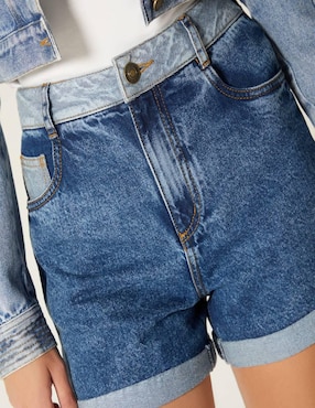Short Studio F Denim Contraste de mezclilla para mujer