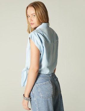 Top Studio F cuello camisero manga corta