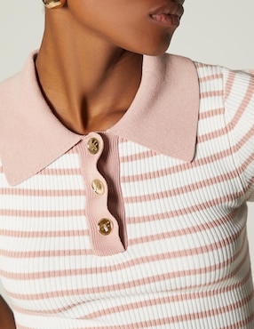 Playera manga corta Studio F cuello polo para mujer