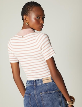 Playera manga corta Studio F cuello polo para mujer