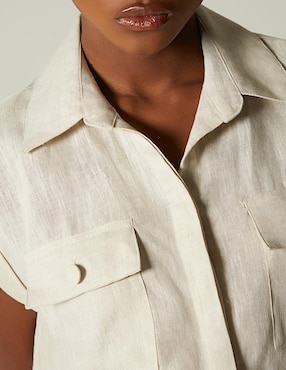 Top Studio F cuello camisero manga corta
