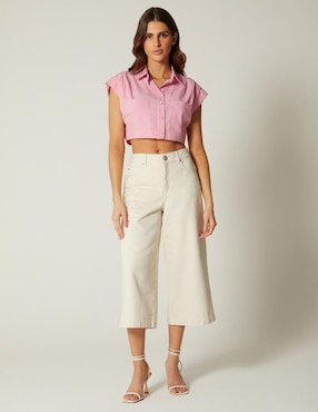 Top Studio F cuello camisero manga corta