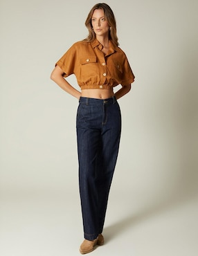 Top Studio F cuello camisero manga corta
