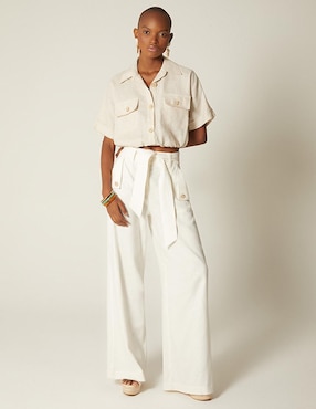 Top Studio F cuello camisero manga corta