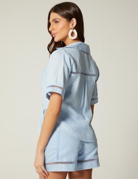 Top Studio F cuello camisero manga corta