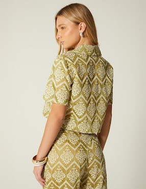 Top Studio F cuello camisero manga corta