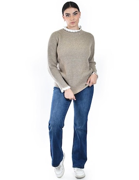 Suéter roman fashion cuello redondo para mujer