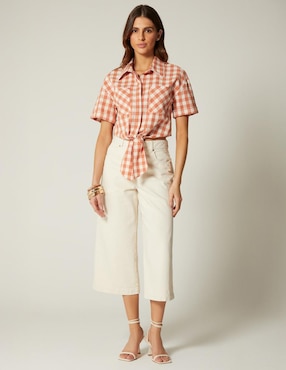 Top Studio F cuello camisero manga corta