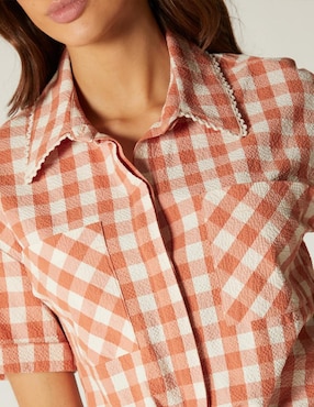 Top Studio F cuello camisero manga corta