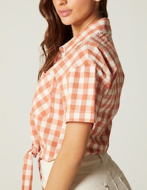 Top Studio F cuello camisero manga corta