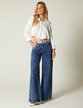 Top Studio F cuello camisero manga larga