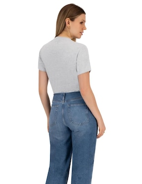 Playera manga corta Indicum Denim cuello redondo para mujer