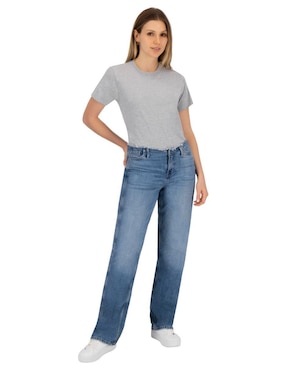 Playera manga corta Indicum Denim cuello redondo para mujer