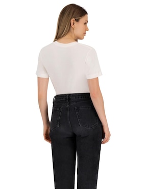 Playera manga corta Indicum Denim cuello redondo para mujer