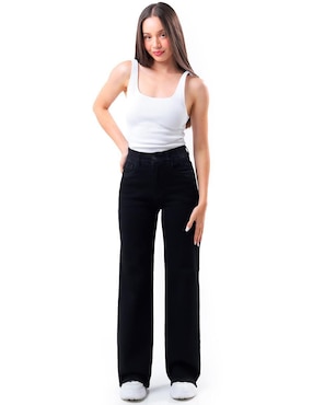 Jeans wide leg Roman Fashion corte cintura alta para mujer