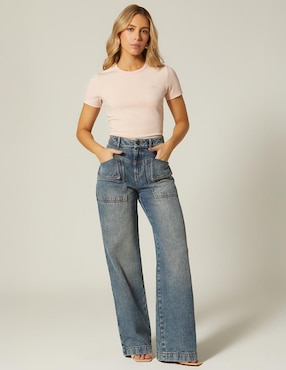 Playera manga corta Studio F cuello redondo para mujer