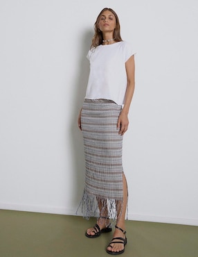 Falda midi Renatta&go de algodón a la cintura