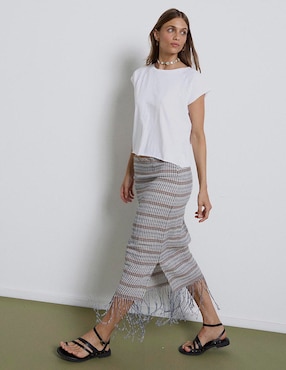 Falda midi Renatta&go de algodón a la cintura
