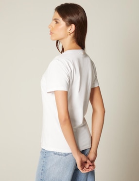 Playera manga corta Studio F Bordado FF cuello redondo para mujer