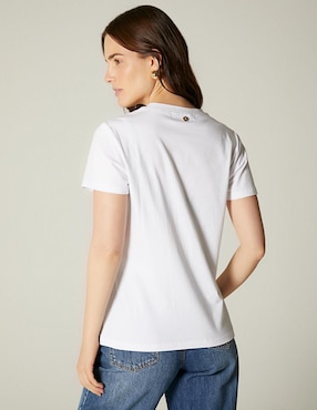 Playera manga corta Studio F Logo Foil cuello redondo para mujer