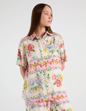 Camisa Petal + Pup manga corta para mujer