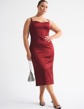 Vestido midi fiesta Abercrombie & Fitch escote V