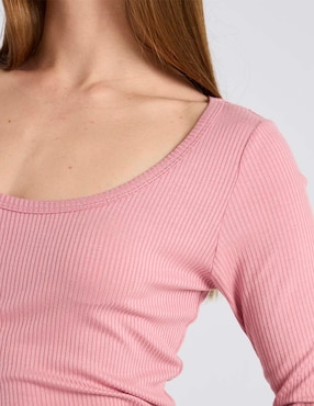 Playera manga larga Petite Studio cuello redondo para mujer