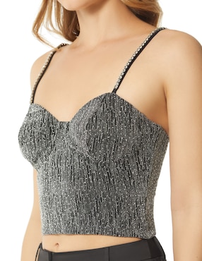 Top Studio F escote corazón tirante delgado