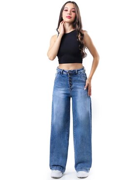 Jeans baggy Roman Fashion corte cintura alta para mujer