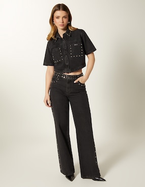 Jeans boot Studio F Denim Black Scratches para mujer