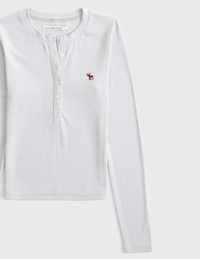 Top Abercrombie & Fitch cuello henley escote regular
