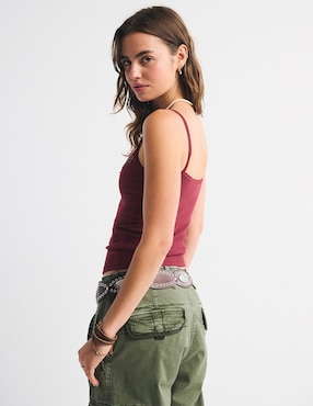 Top Abercrombie & Fitch escote v tirante delgado