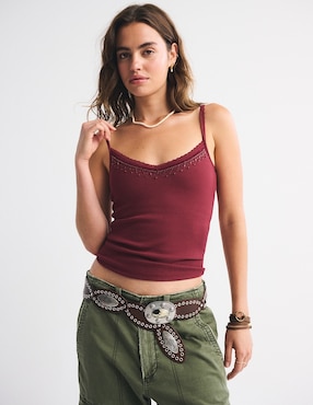 Top Abercrombie & Fitch escote v tirante delgado
