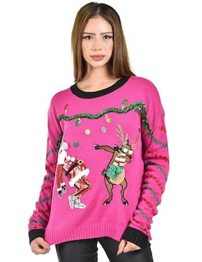 Suéter navideño Roman Fashion cuello redondo para mujer