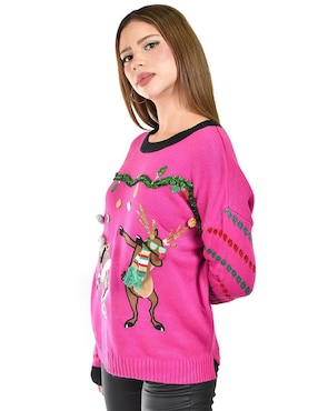 Suéter navideño Roman Fashion cuello redondo para mujer