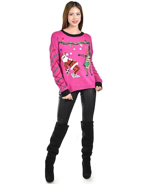 Suéter navideño Roman Fashion cuello redondo para mujer