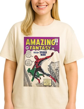 Playera manga corta Spider-Man cuello redondo para mujer