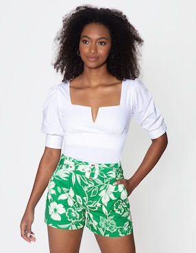 Blusa Studio F Alma Tropical Col manga al codo para mujer