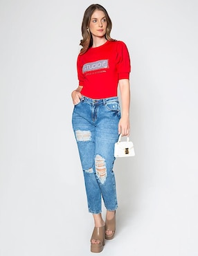 Playera manga al codo Studio F Style Is Eternal cuello redondo para mujer