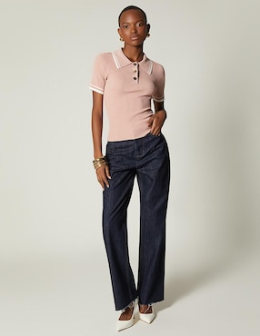 Playera manga corta Studio F cuello polo para mujer