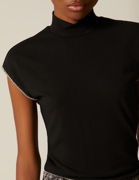 Playera manga cap Studio F cuello alto para mujer