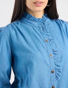 Camisa Petite Studio de algodón manga larga para mujer