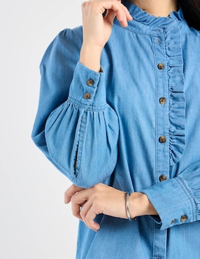 Camisa Petite Studio de algodón manga larga para mujer