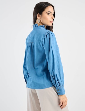 Camisa Petite Studio de algodón manga larga para mujer