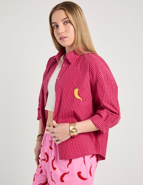 Sobrecamisa Map de algodón manga larga para mujer