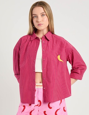 Sobrecamisa Map de algodón manga larga para mujer
