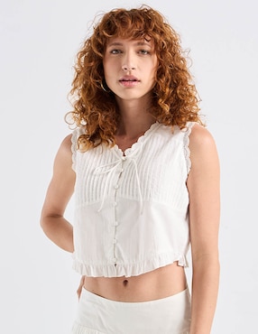 Top Petite Studio cuello V tirante ancho