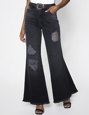 Jeans campana Studio F Wang Black para mujer