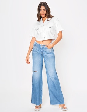 Jeans palazzo Studio F Prodigy Blue Rose para mujer